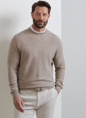 Peter Millar Autumn Crest Honeycomb Crewneck Sweater - Light Elm