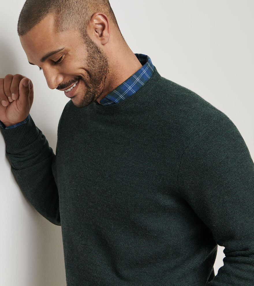 Peter Millar Autumn Crest Honeycomb Crewneck Sweater - Nordic Pine