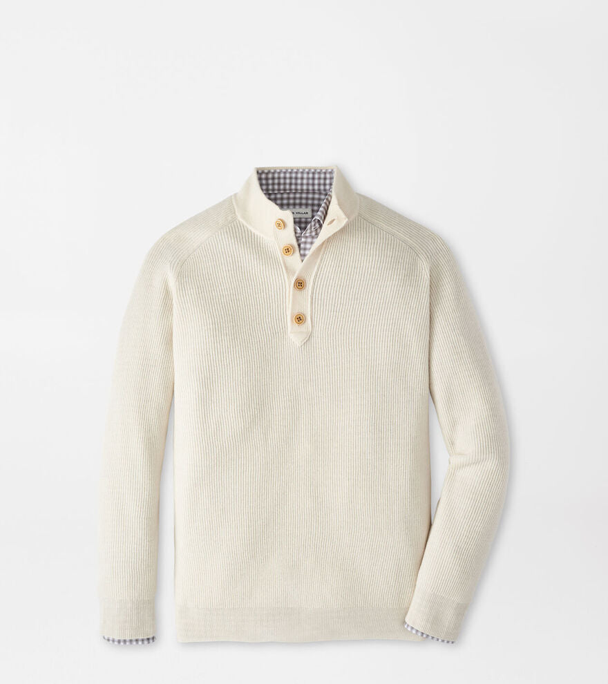 Peter Millar Brant Button Mock Sweater - Winter Ivory