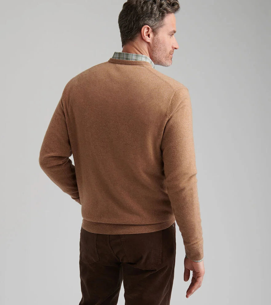 Peter Millar Crown Heritage Cashmere V-Neck Sweater - British Tan