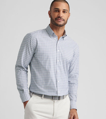 Peter Millar Leavenworth Performance Twill Sport Shirt - Blue Haze