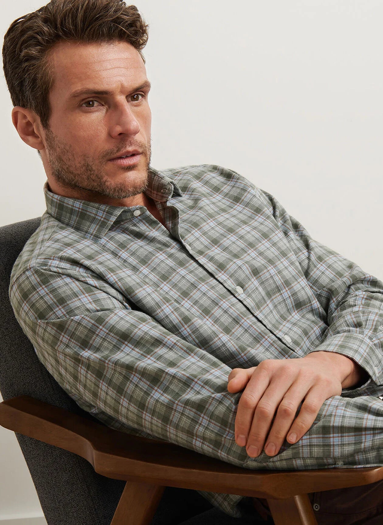Peter Millar Whitecap Performance Flannel Sport Shirt - Basil