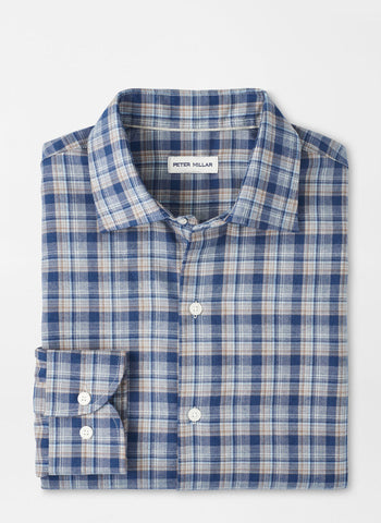 Peter Millar Whitecap Performance Flannel Sport Shirt - Blue Haze