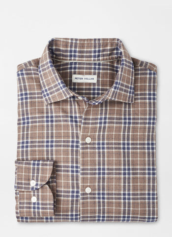 Peter Millar Big Bear Performance Flannel Sport Shirt - Poplar Brown