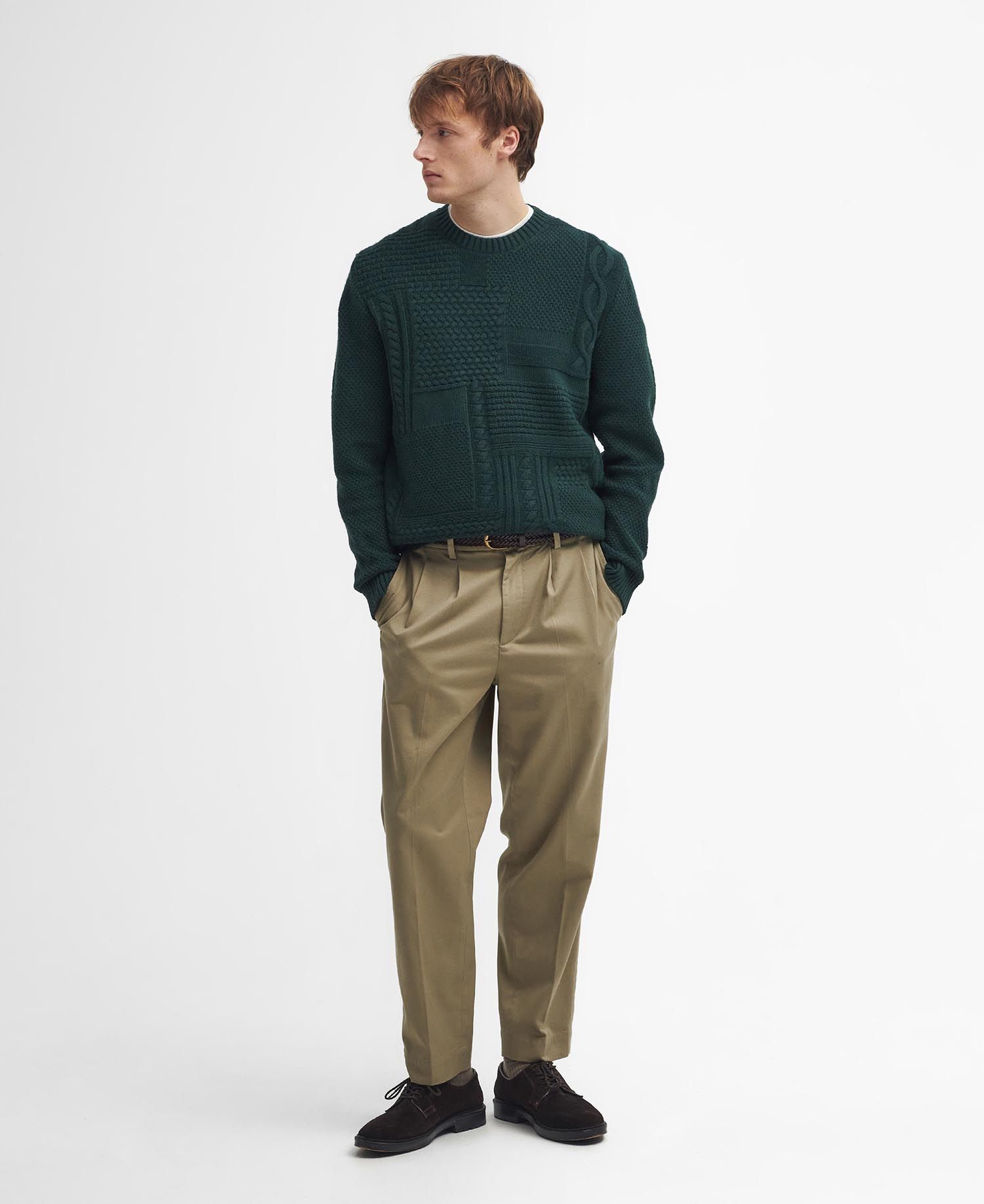Barbour Casey Cable Crew Neck Sweater - Seaweed