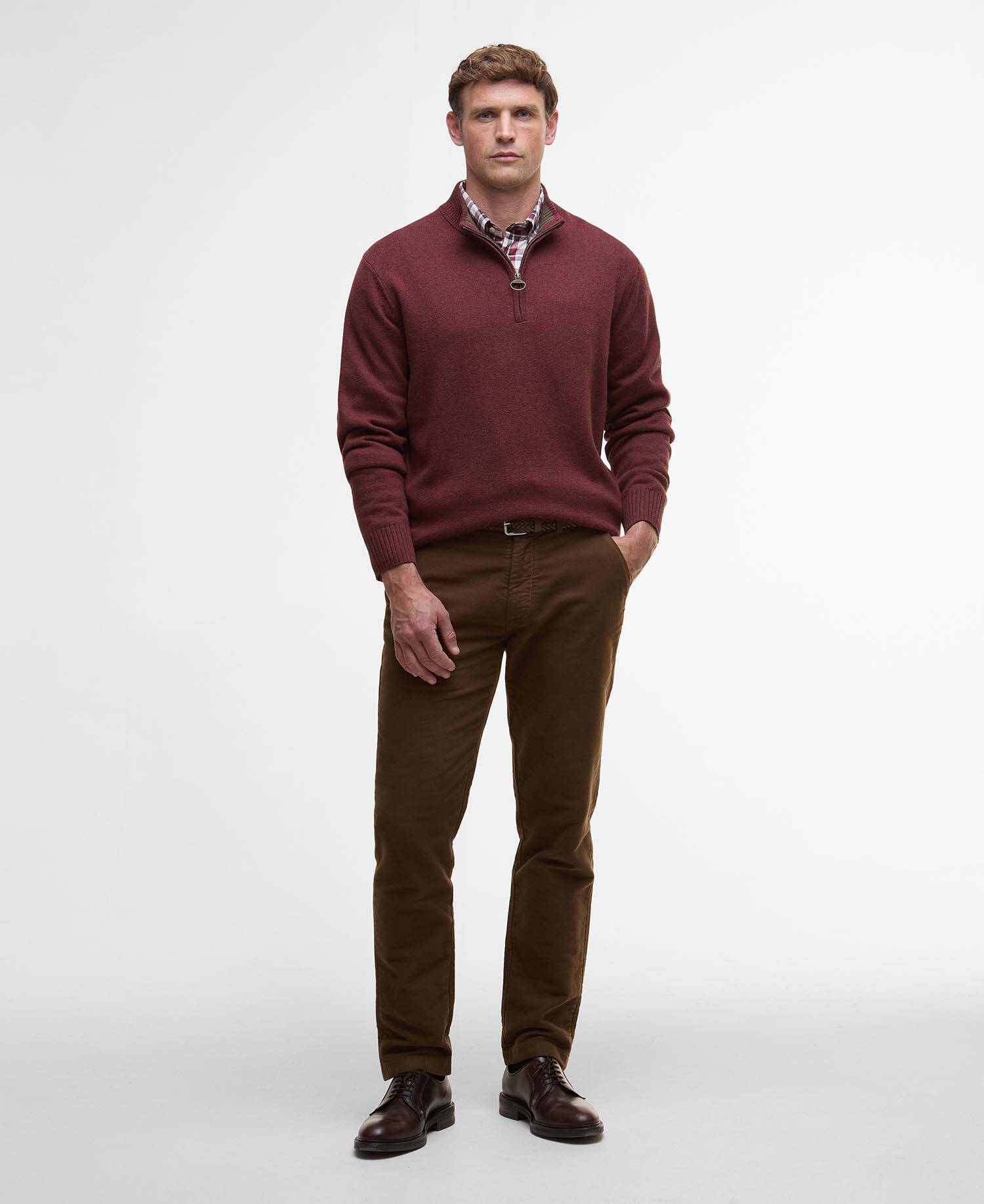 Barbour Kelson Half Zip Jumper - Fired Brick