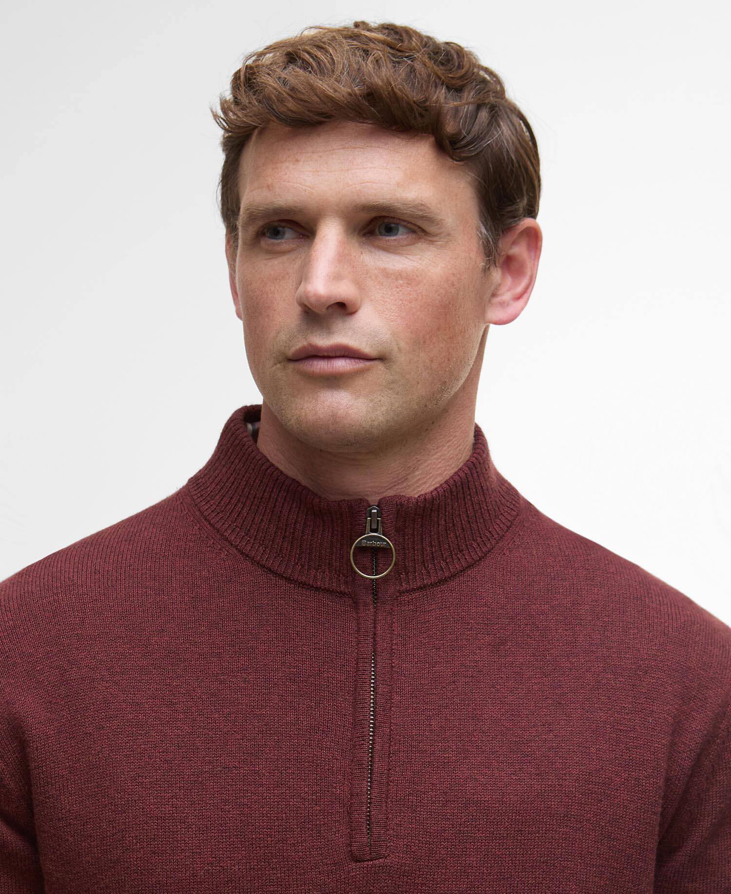 Barbour Kelson Half Zip Jumper - Fired Brick