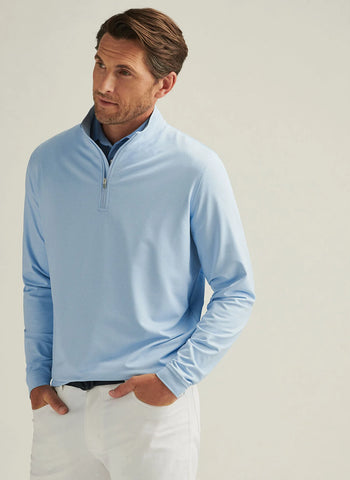 Peter Millar Perth Birdseye Performance 1/4 Zip - Pale Blue