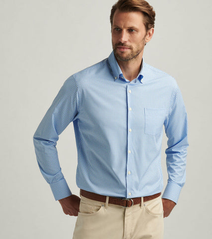 Peter Millar Derwent Performance Twill Sport Shirt - Seaport Blue