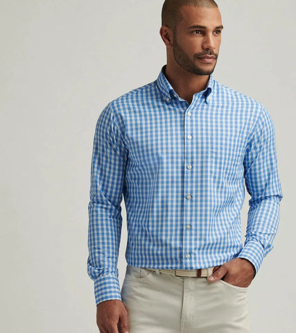 Peter Millar Leven Performance Twill Sport Shirt - Blue Poppy