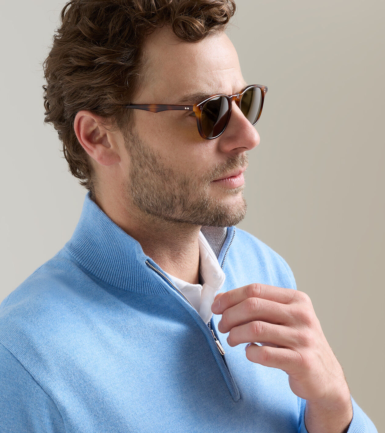 Peter Millar Coolspun Lite Birdseye 1/4 Zip Sweater - Blue Bird