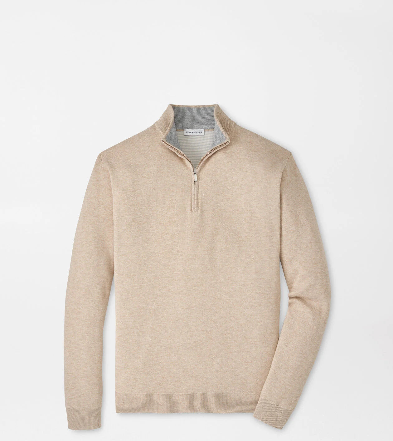 Peter Millar Coolspun Lite Birdseye 1/4 Zip Sweater - Truffle
