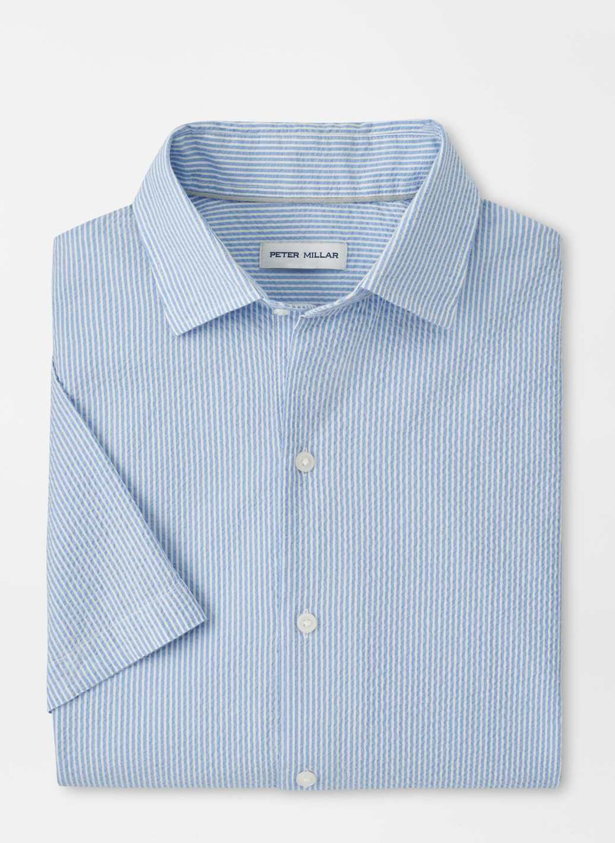 Peter Millar Coastal Stripe Cotton Lyocell Sport Shirt - Bluebird