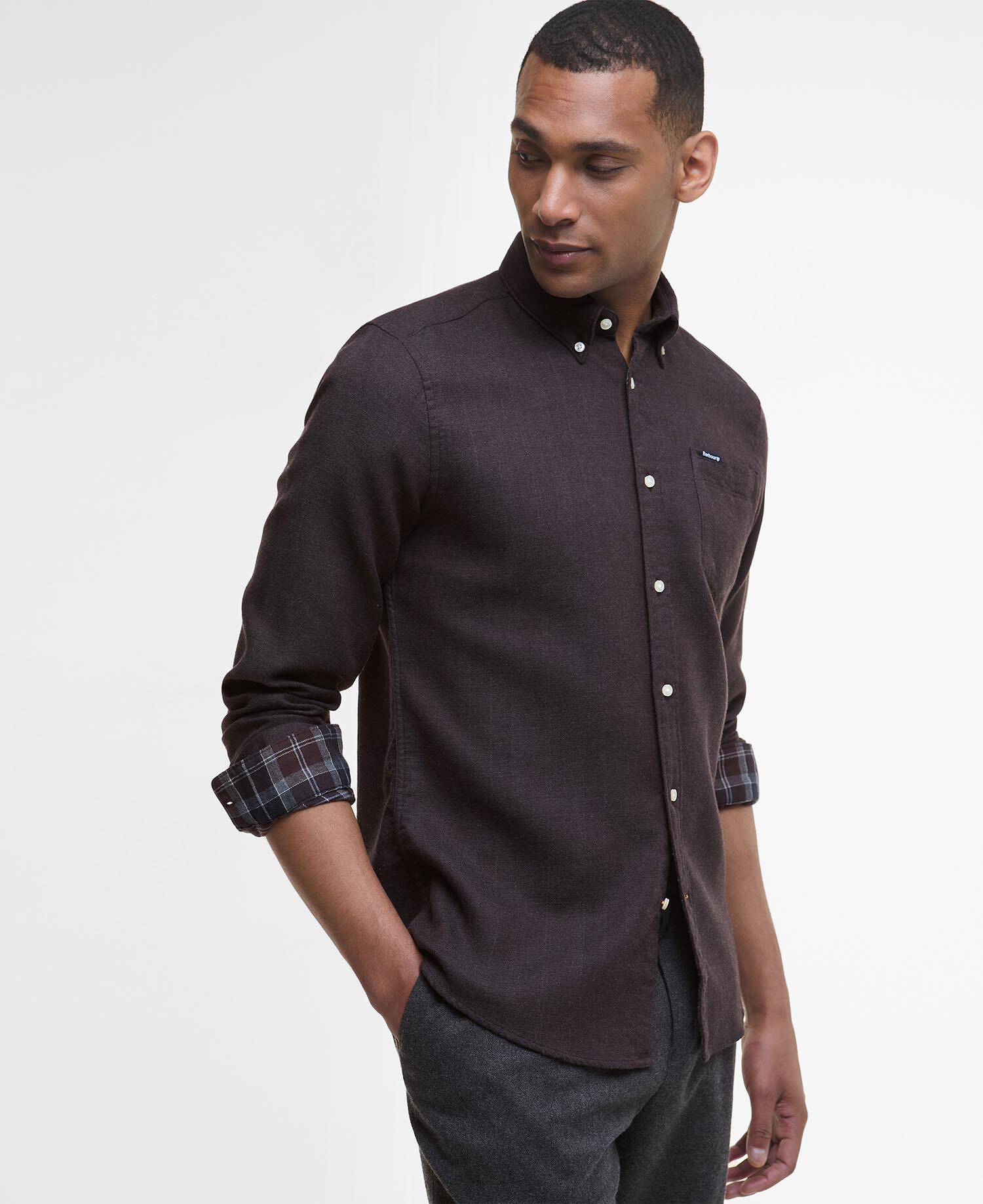 Barbour Buckley Tailored Herringbone Shirt - Dark Oak
