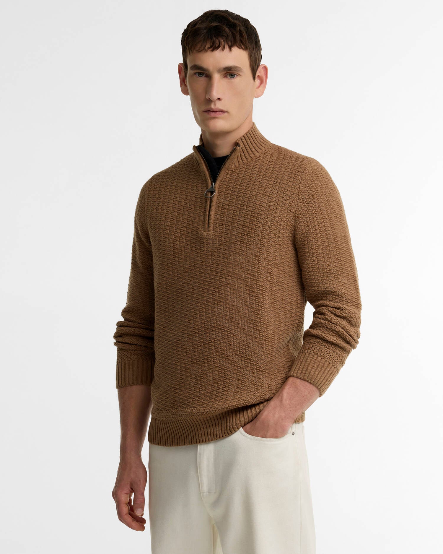 Barbour Pluckley Half Zip Knit Jumper - Sandstone