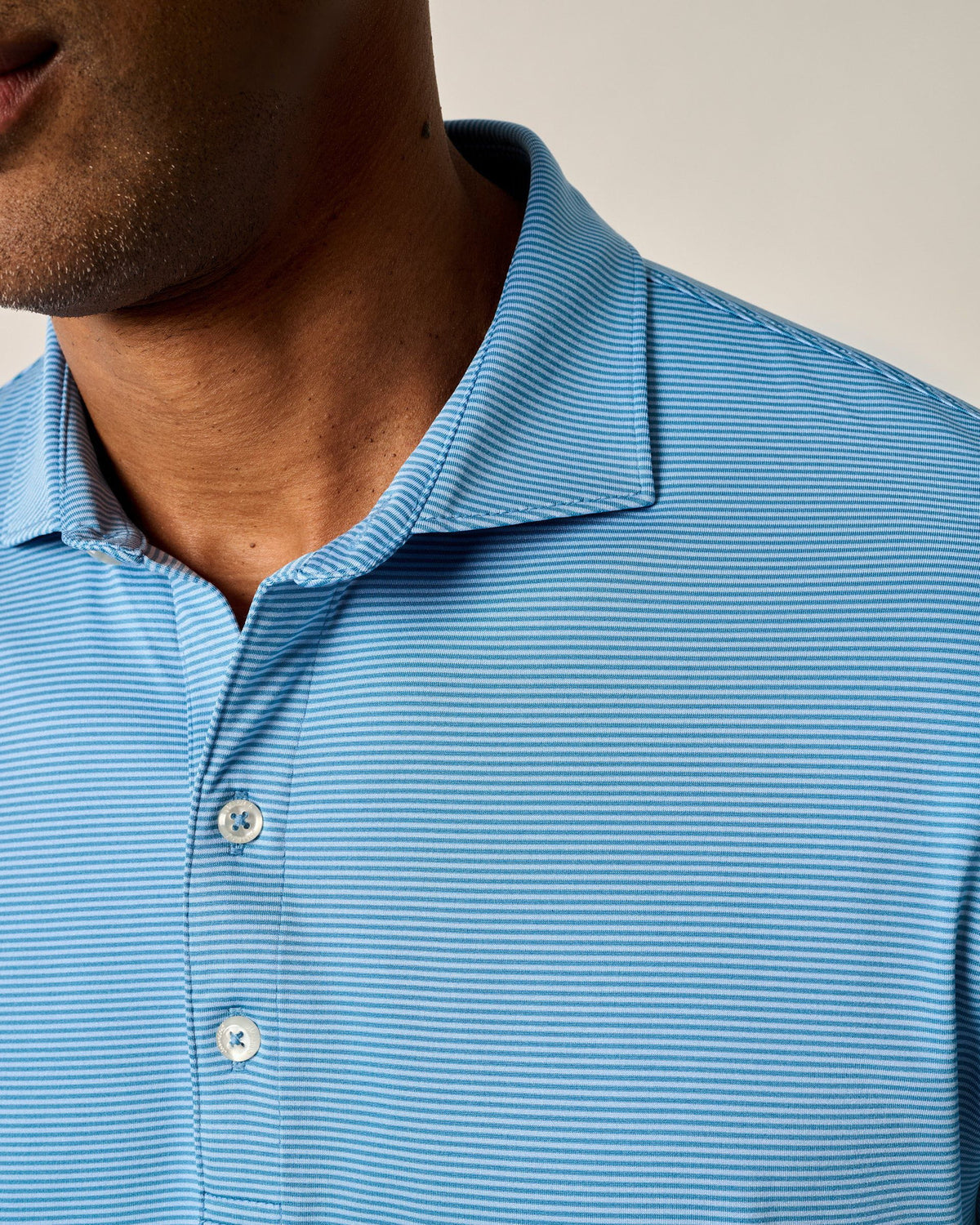 Johnnie-O Performance Jersey Polo Lyndonn Stripe - Barrels Blue/Seychelles