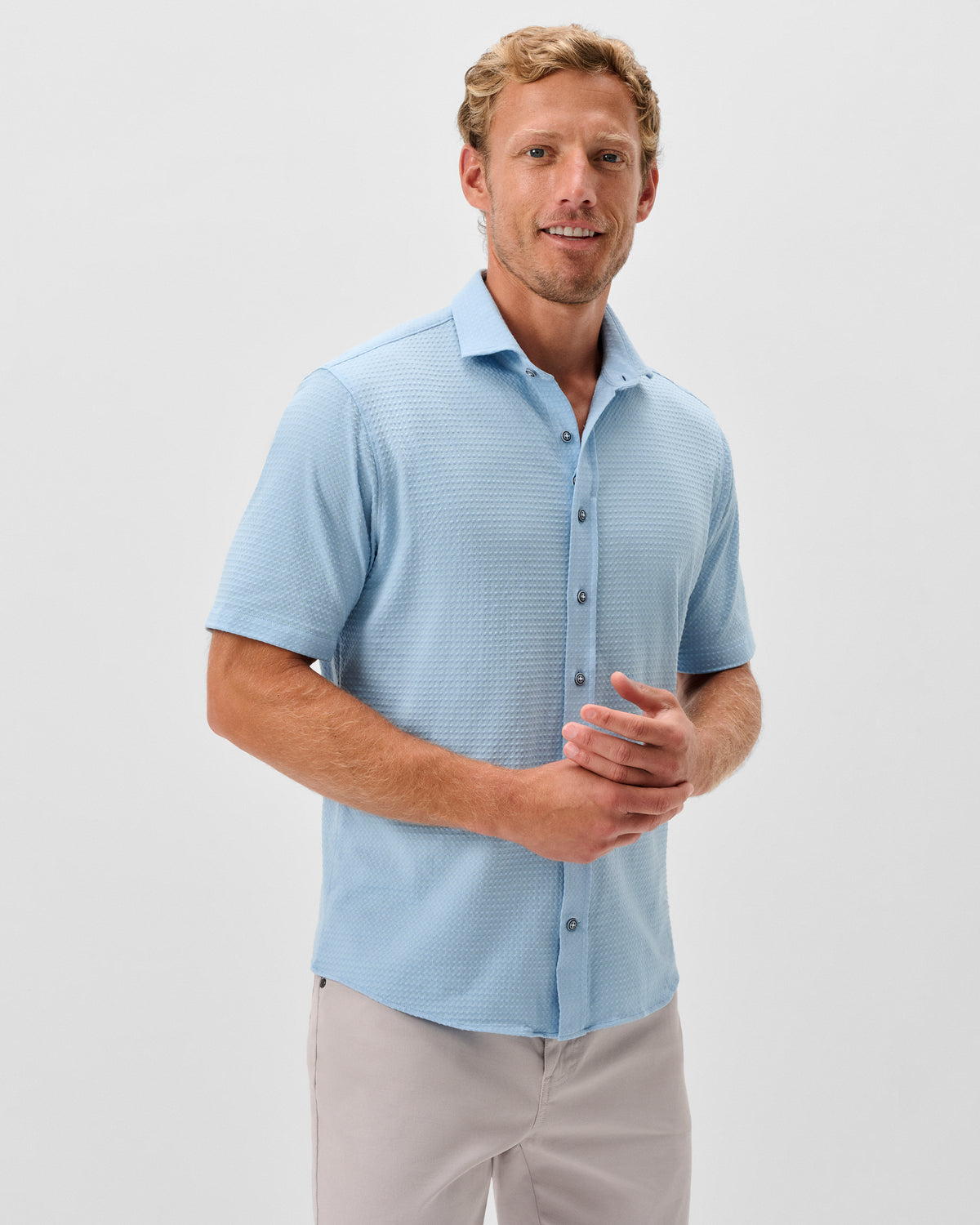 Johnnie-O Hangin' Out Knit Button Down Shirt - Surfsucker Big Sky