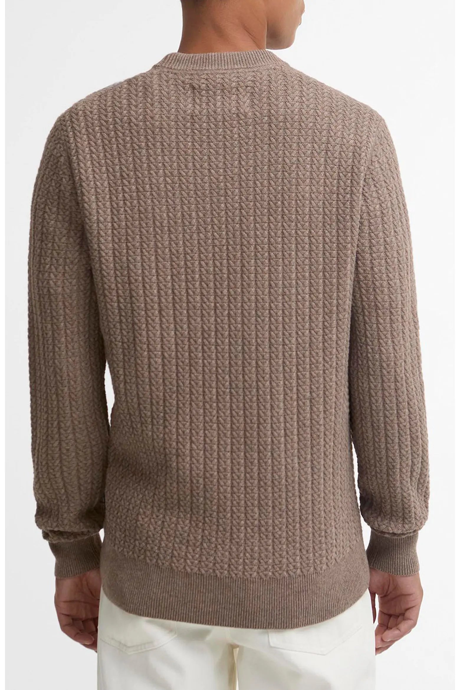 Barbour Herringbone Knitted Crew - Stone