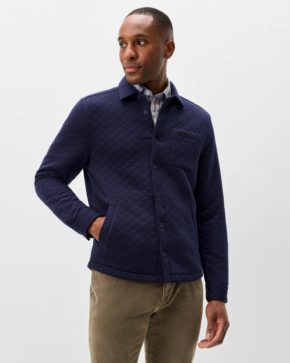 Johnnie-O Stowe Quilt Shacket - Navy