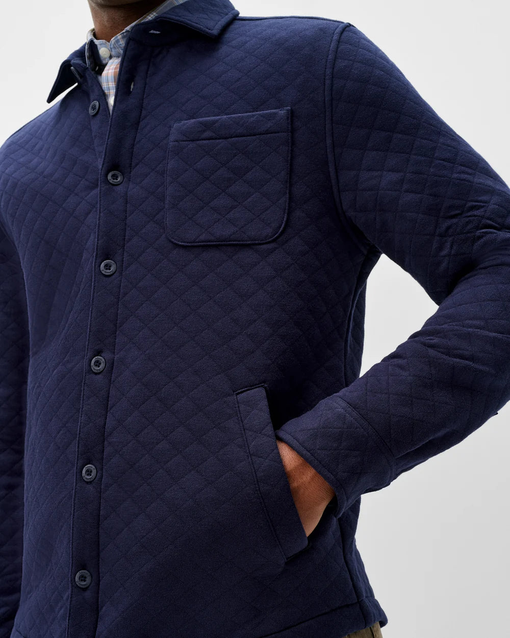 Johnnie-O Stowe Quilt Shacket - Navy