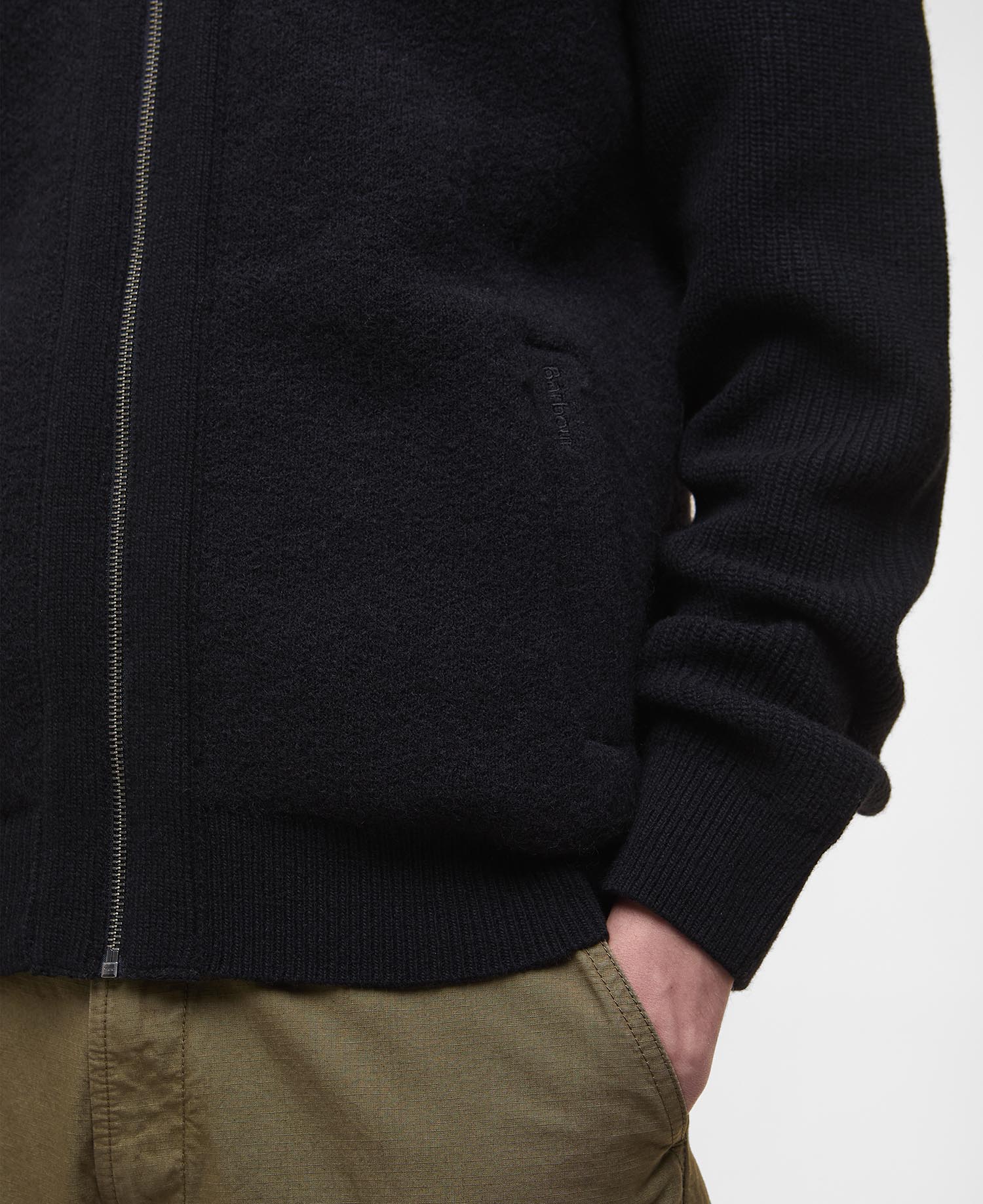 Barbour Milburn Zip Through Knitted Jumper - Black