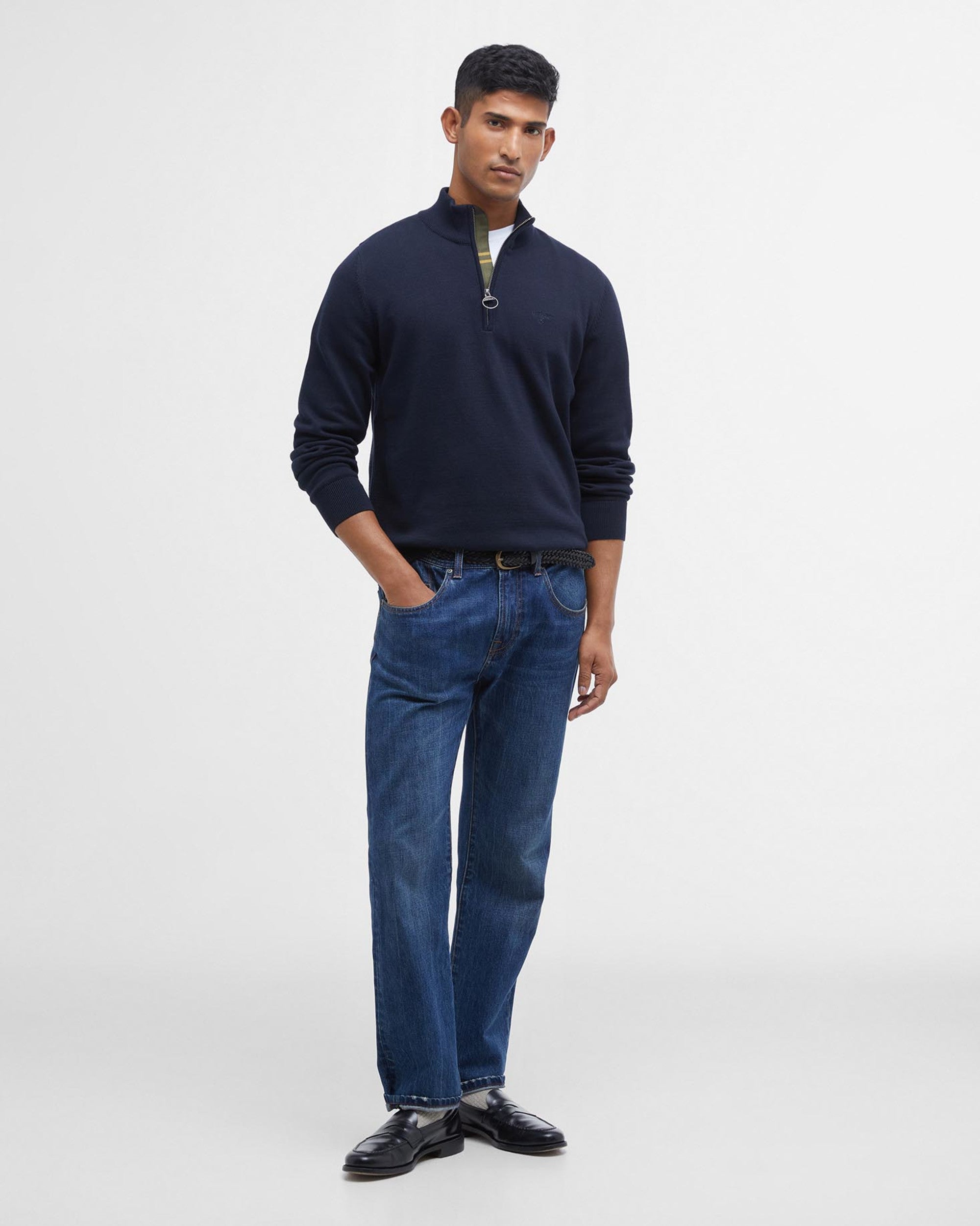 Barbour Cotton Half Zip - Navy