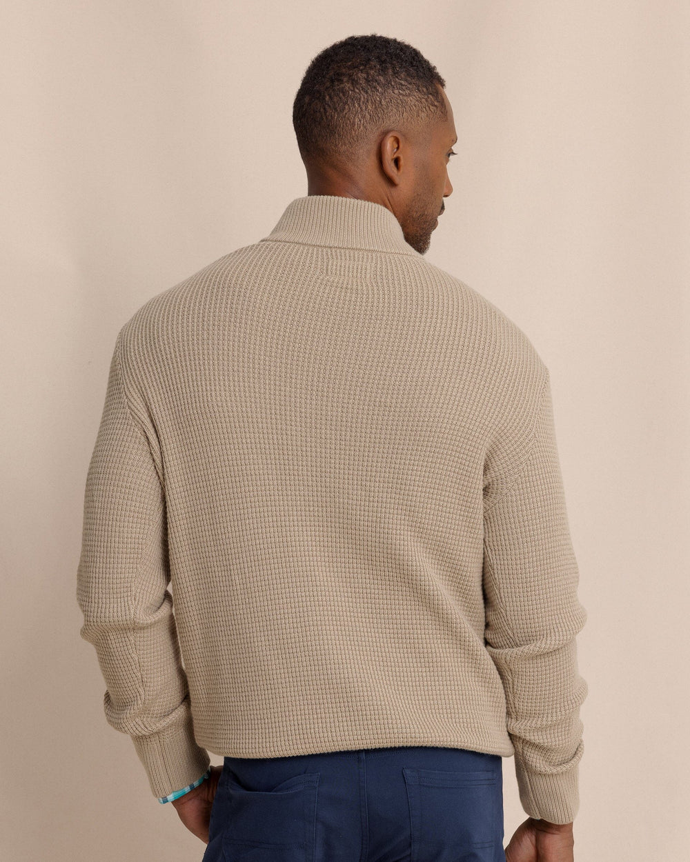 Southern Tide Bass Creek Heather 1/4 Button Sweater - Sandstone Khaki