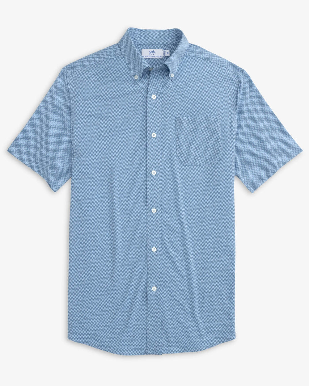 Southern Tide Brrr Retro Geo Short Sleeve Sport Shirt - Coronet Blue