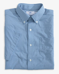 Southern Tide Brrr Retro Geo Short Sleeve Sport Shirt - Coronet Blue