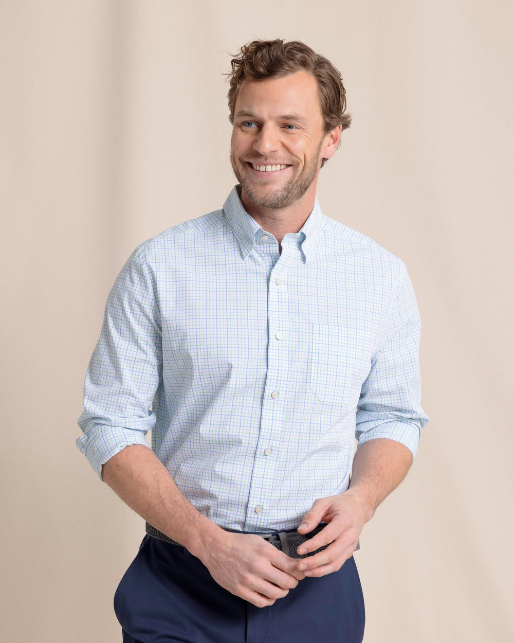 Southern Tide Charleston Broughton Plaid Sport Shirt - Jade Green