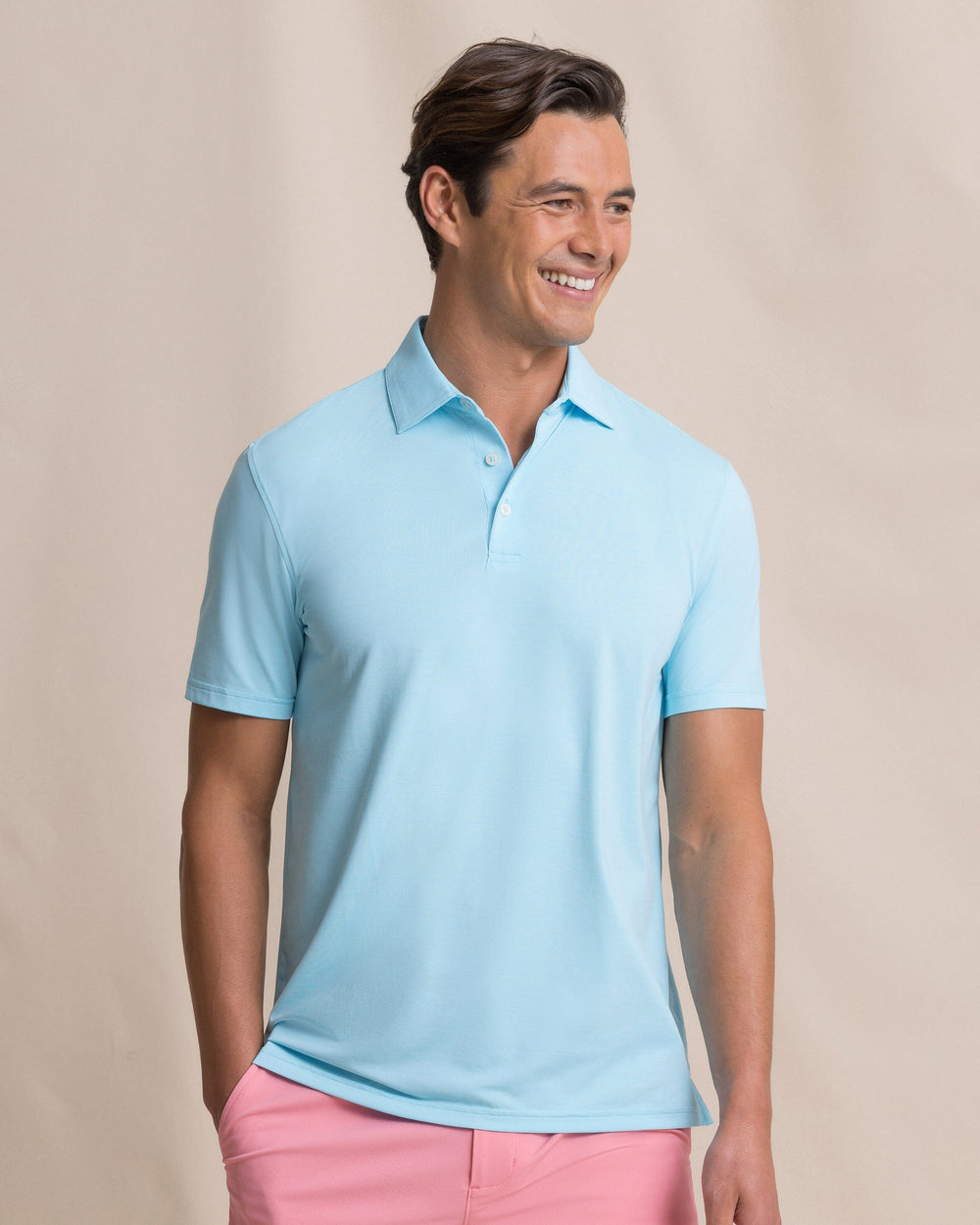Southern Tide SS Coastal Breeze Performance Polo - Tropical Breeze Blue