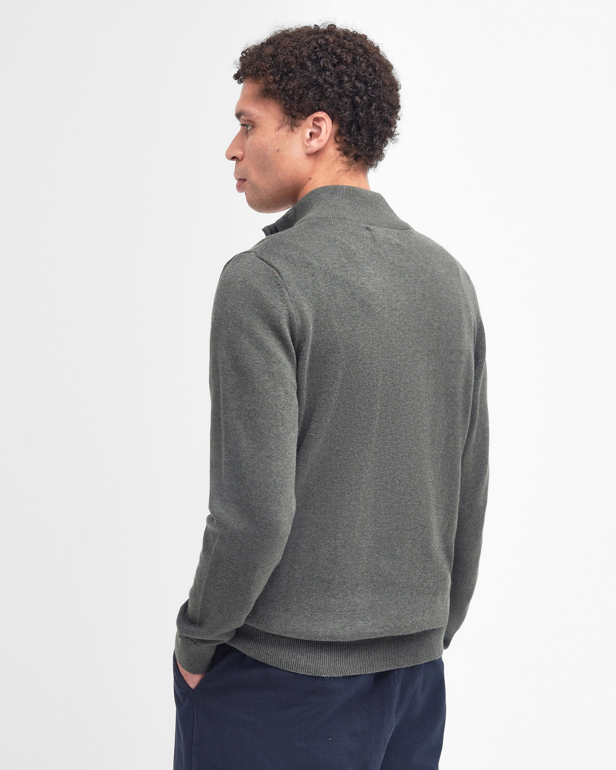 Barbour Cotton Half Zip - Olive Marl