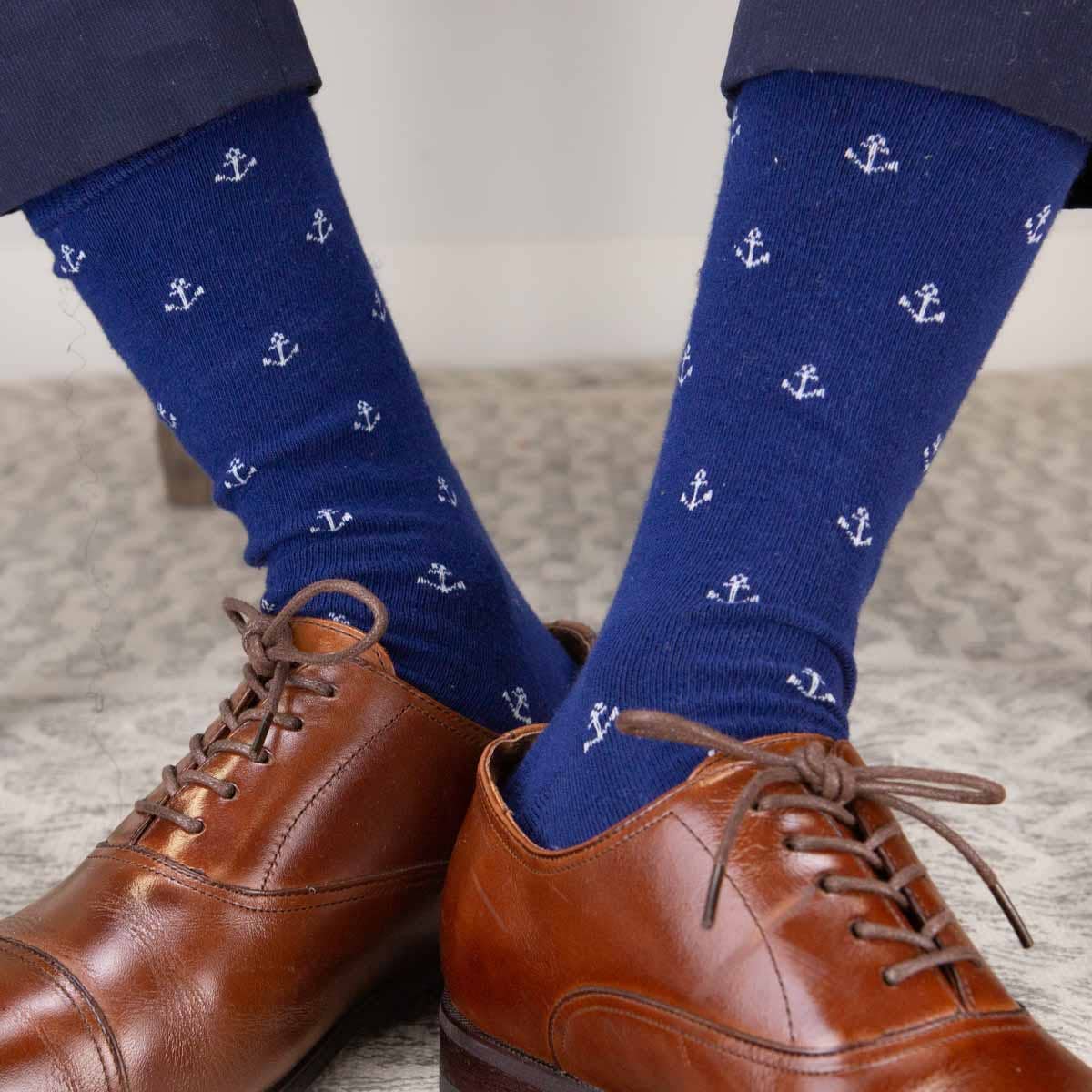 Navy Anchor Socks