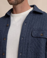 Southern Tide Fairwood Quilted Knit Shacket - Dress Blue