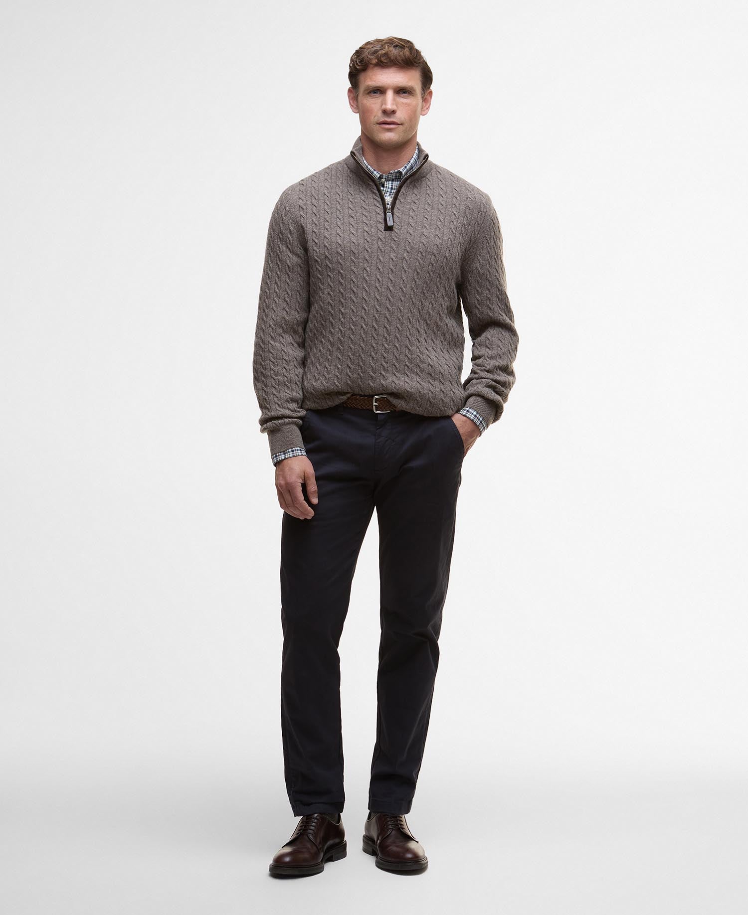 Barbour Ramsden Half Zip Knitted Jumper - Military Marl