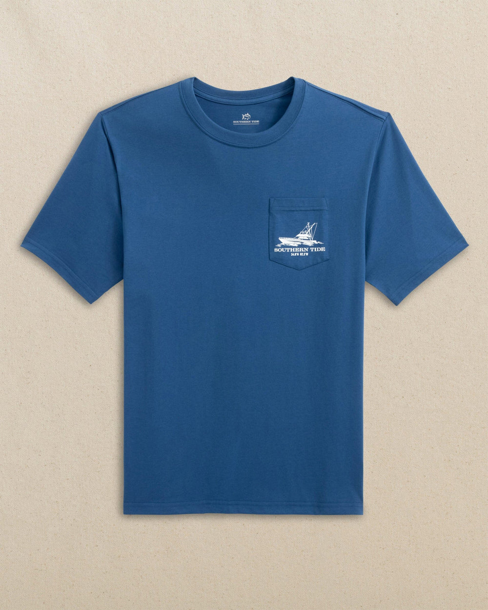 Southern Tide Short Sleeve Fishing Boat Coorinates Tee - Nautical Blue