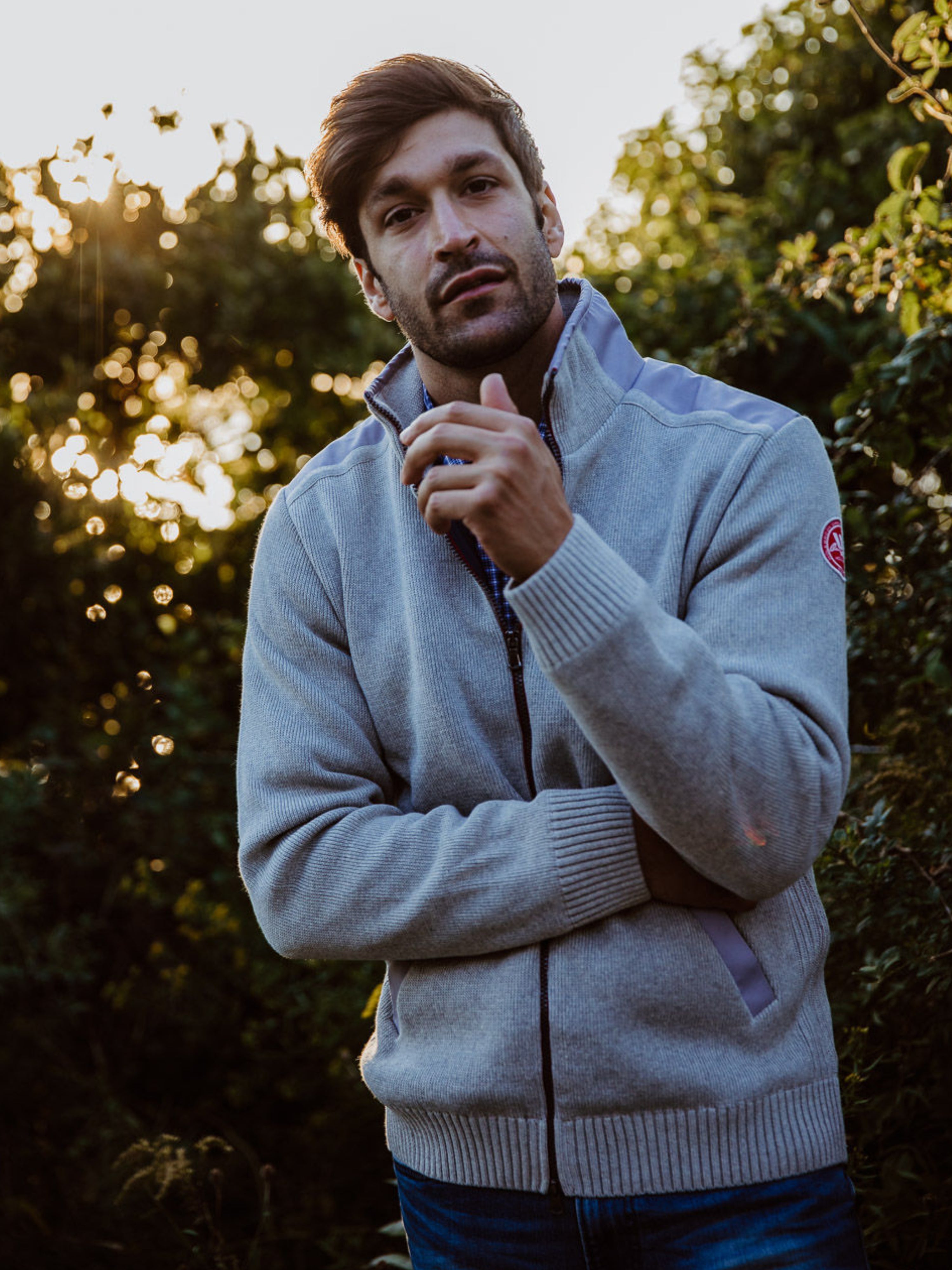 Holebrook Gregor Wind Proof Full Zip Sweater - Light Grey