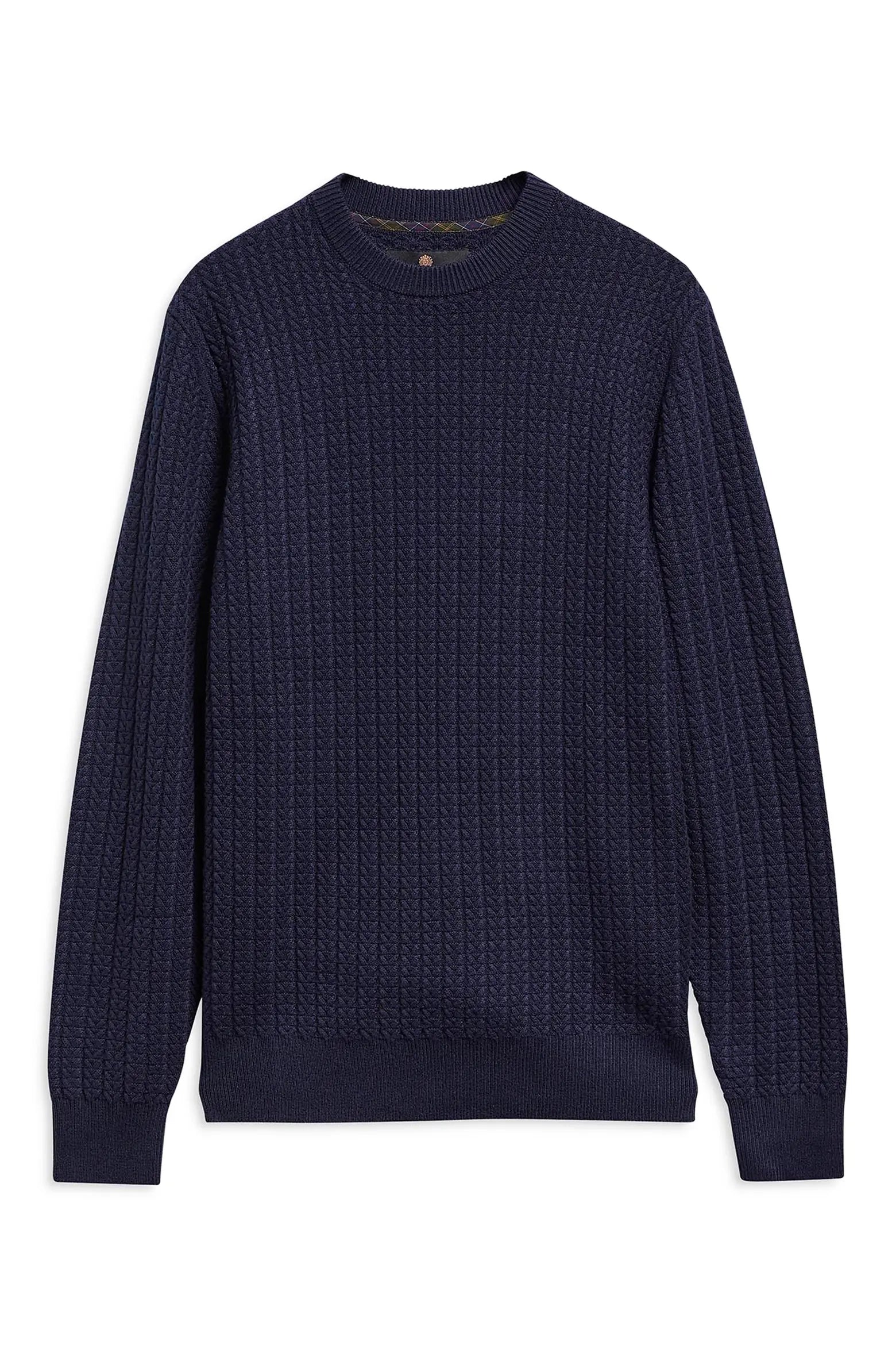Barbour Herringbone Knitted Crew - Navy