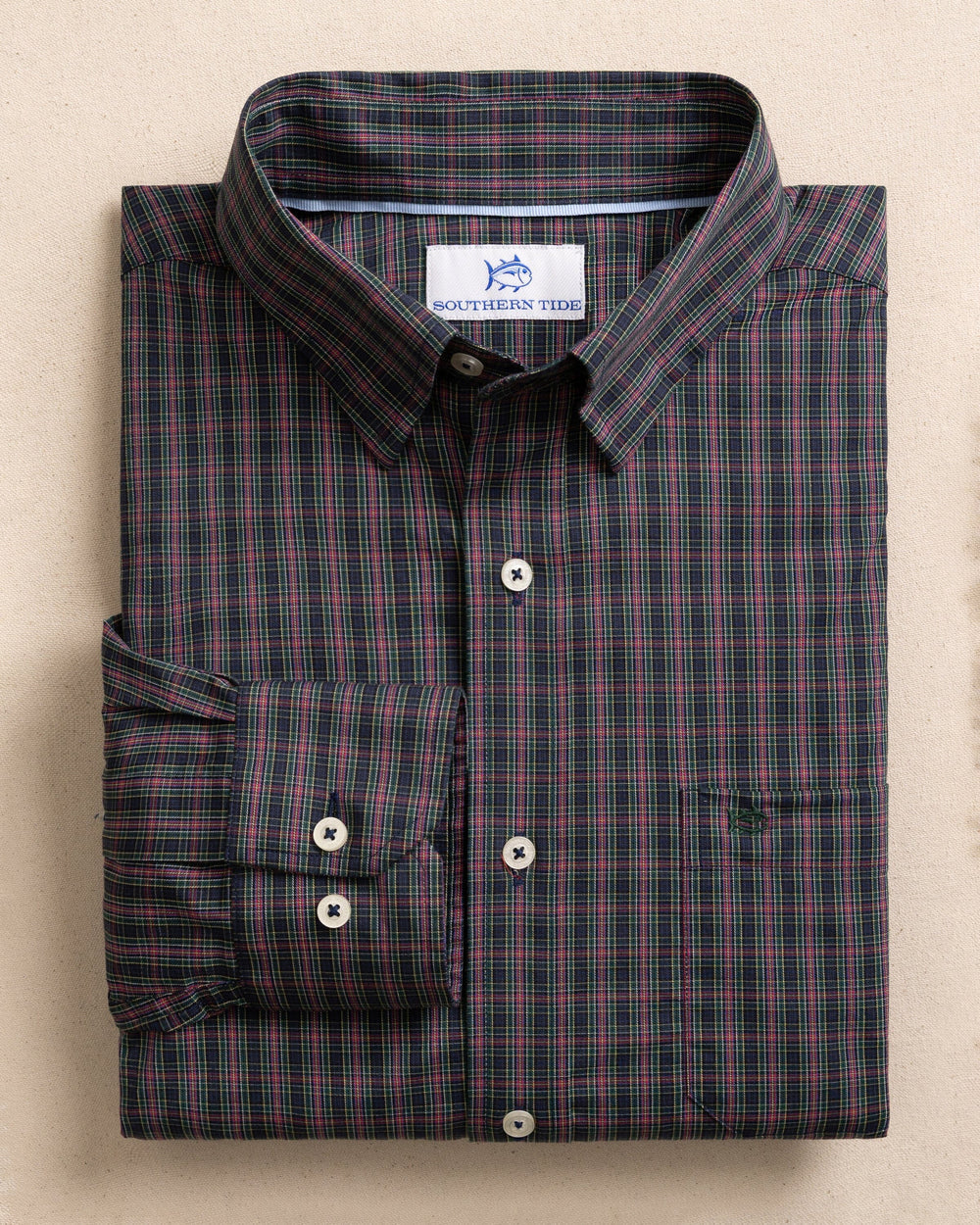 Southern Tide Charleston Heyward Tartan Sport Shirt - Dress Blue