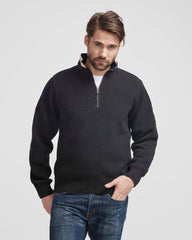 Holebrook Classic Wind Proof 1/4 Zip Sweater - Black Melange