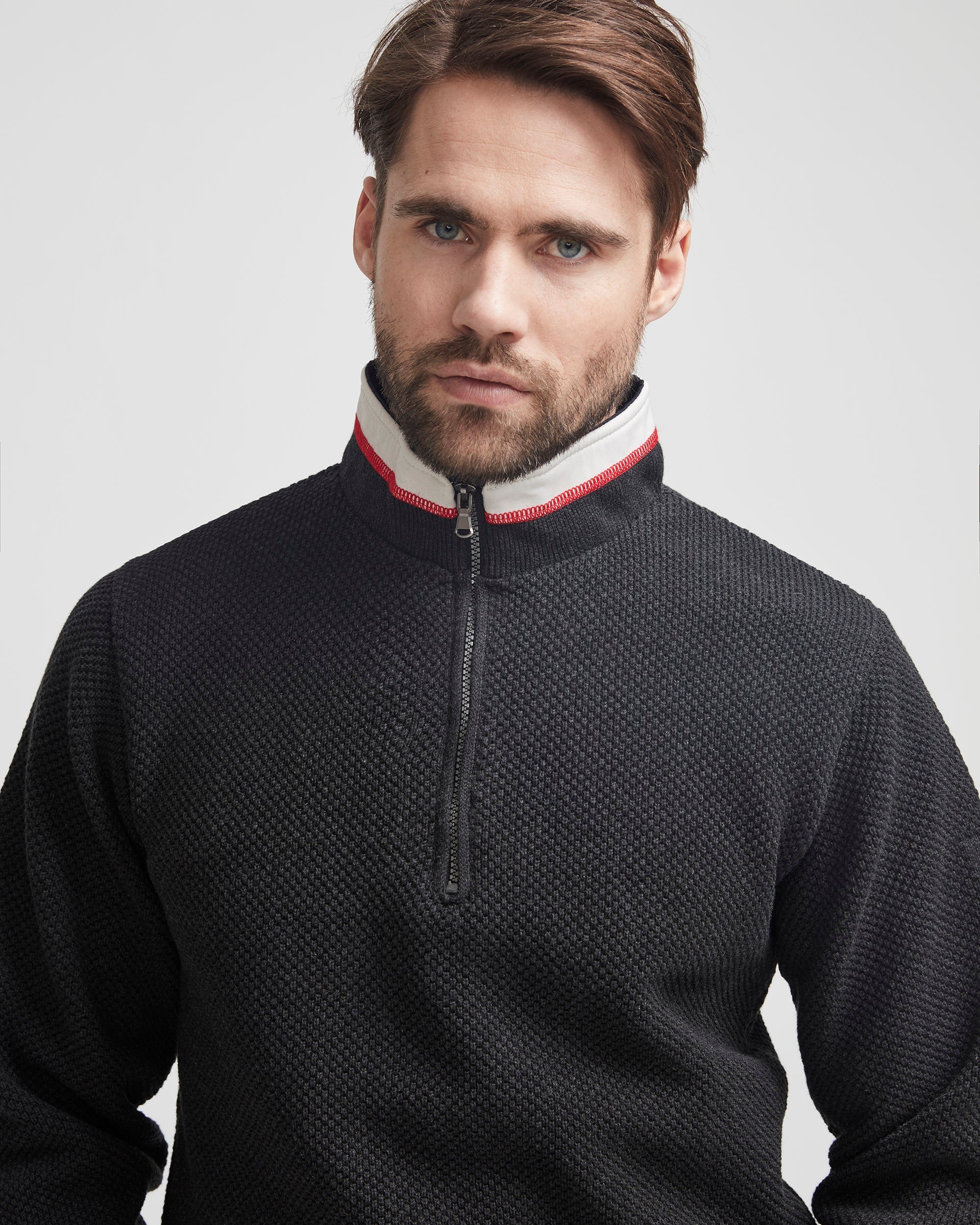Holebrook Classic Wind Proof 1/4 Zip Sweater - Black Melange