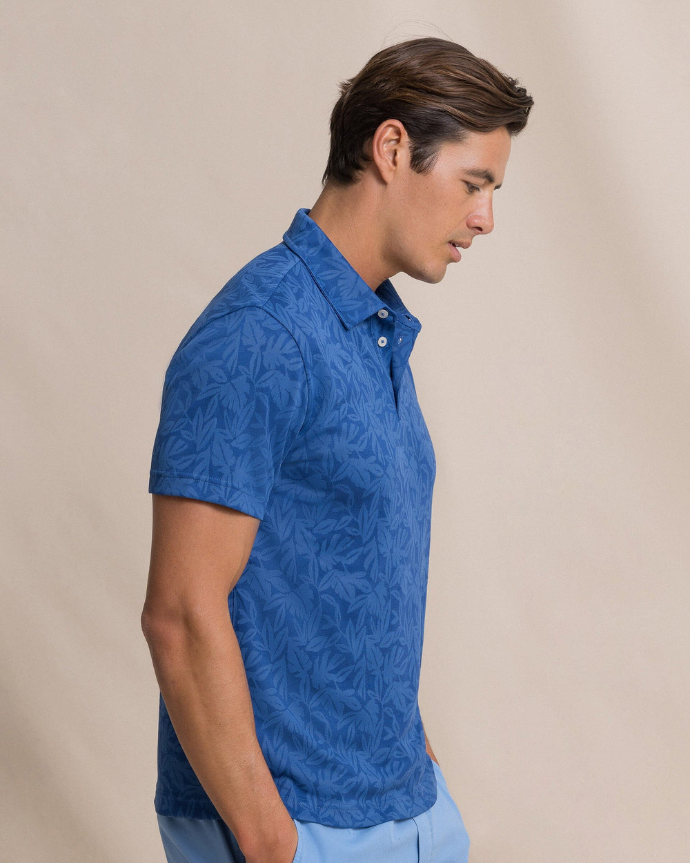 Southern Tide Island Fronds Jaquard Polo - Nautical Navy