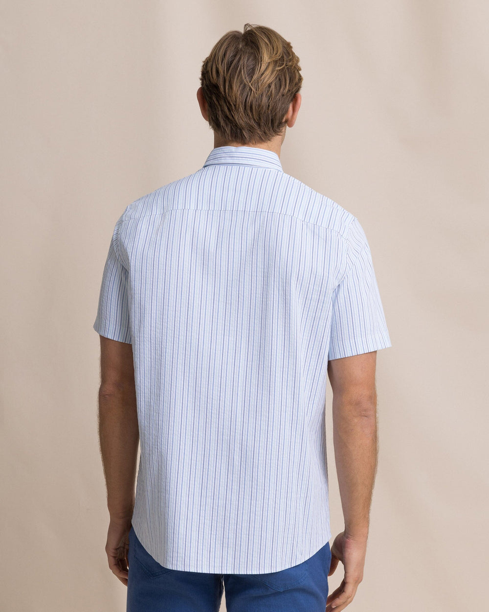 Southern Tide Coastal Breeze Marina Seersucker SS Sport Shirt - Tropical Breeze Blue