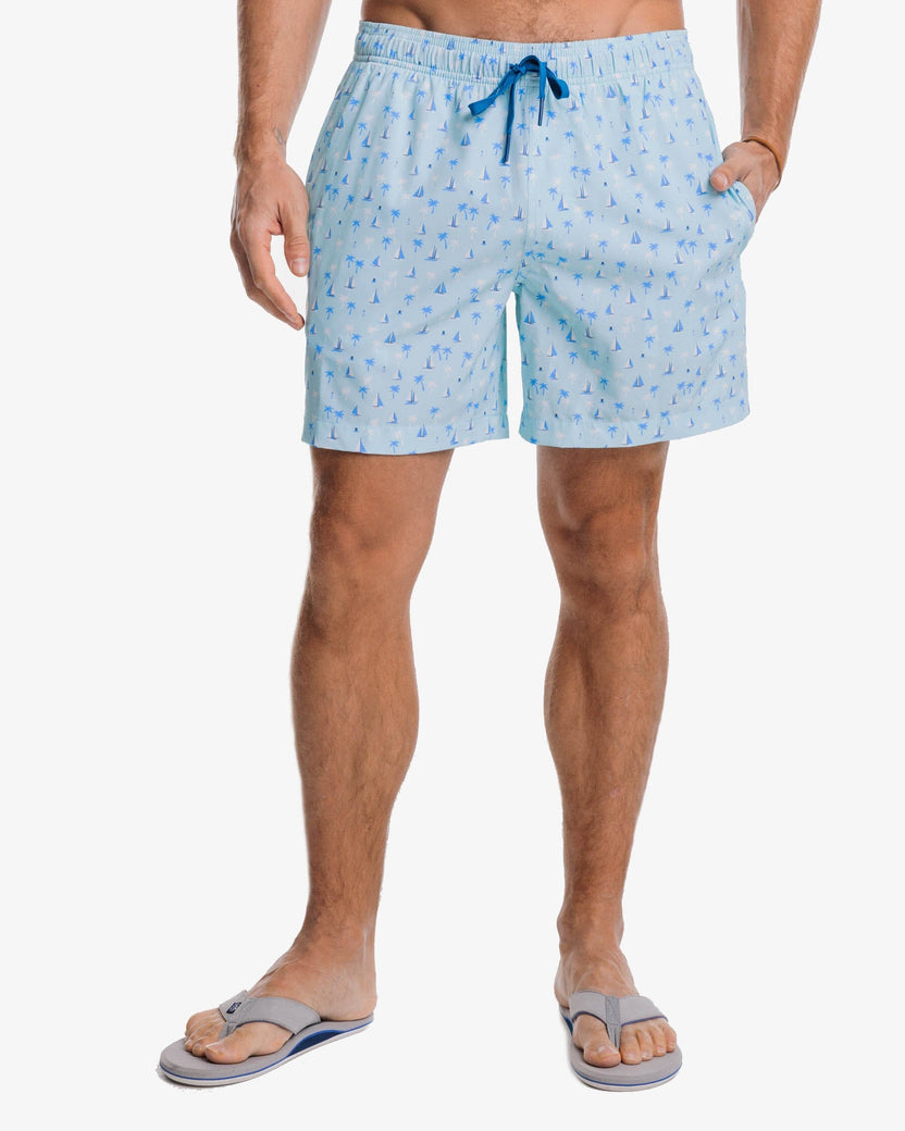 Southern Tide Seascape Sailing Swim Trunk - Baltic Teal