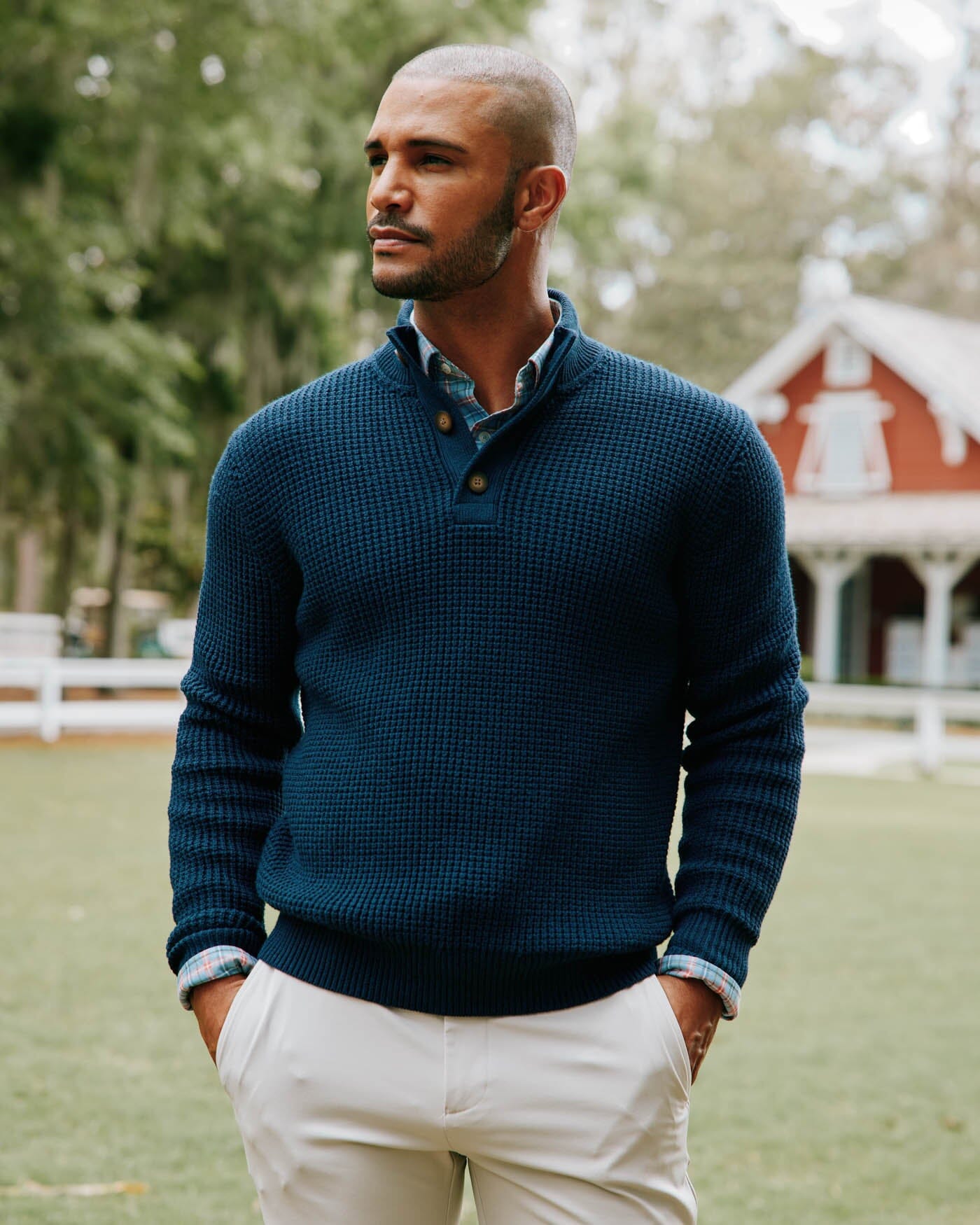 Southern Tide Westmont Jade 1/4 Button - Dress Blue