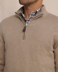 Southern Tide Whitehaven Heather 1/4 Zip - Sandstone Khaki