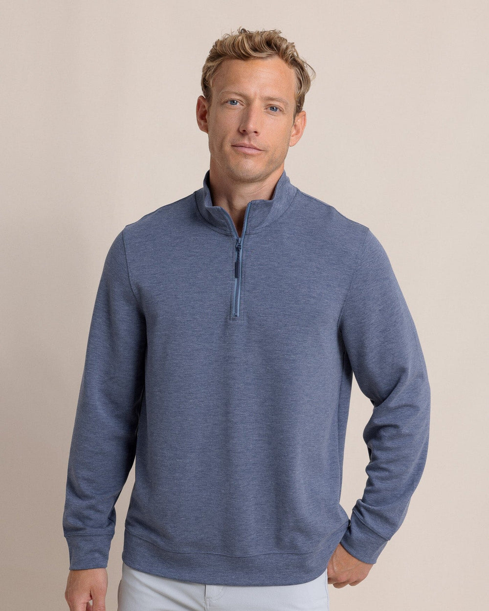 Southern Tide Whyche Interlock 1/4 Zip - Heather Dress Blue