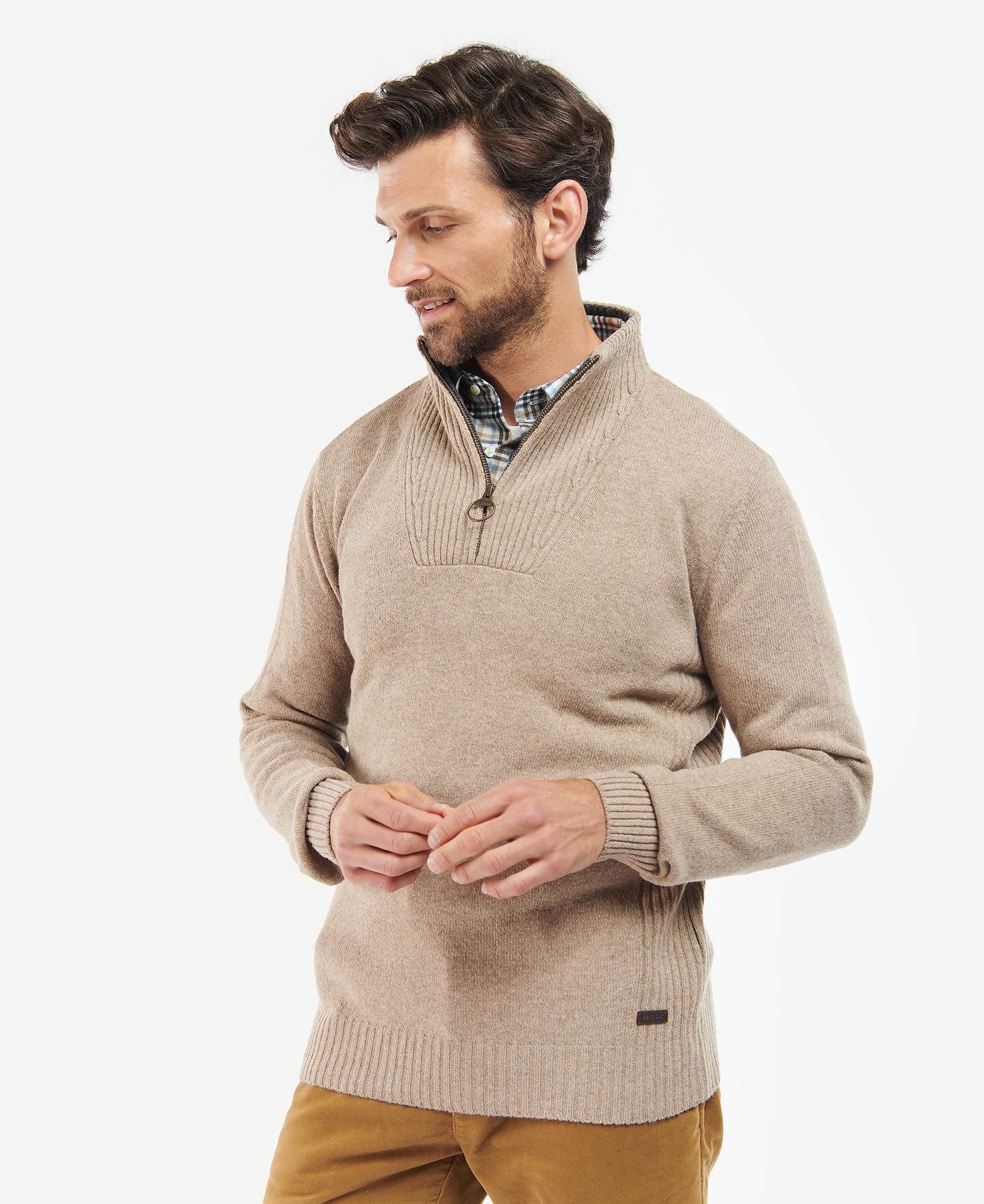 Barbour Nelson Half Zip - Stone