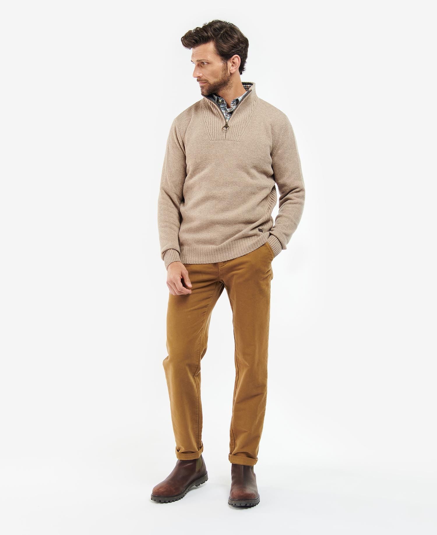 Barbour Nelson Half Zip - Stone