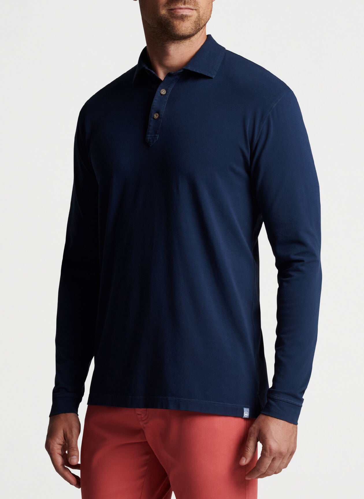 Peter Millar Lava Wash Long Sleeve Polo - Navy